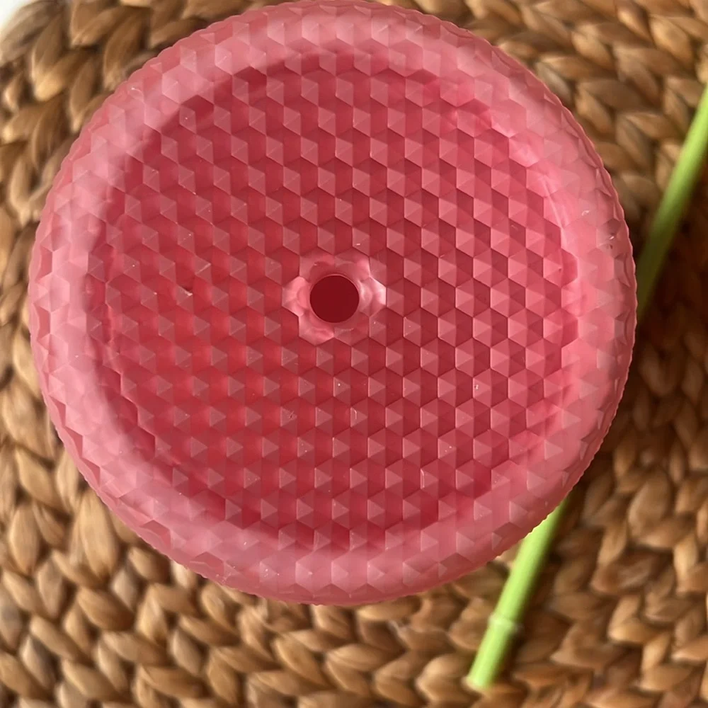 Starbucks Pink Textured Tumbler with Green Straw